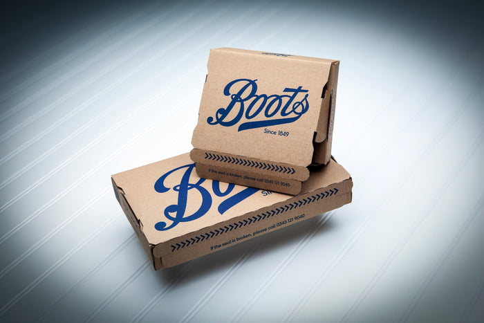Image of Boots Eco-friendly, secure pharmaceutical packaging with custom print, plastic-free box using FSC-certified materials.